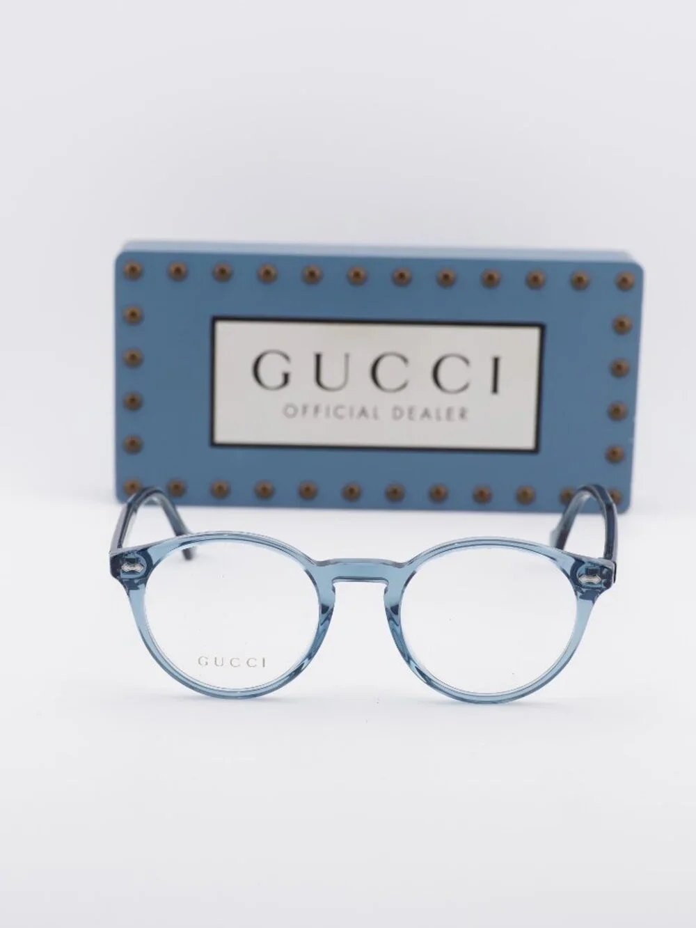 Gucci GG0738O 008 Round Eyeglasses - Transparent Blue 48mm